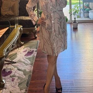 Tucker Blush Floral Long Sleeve Dress silk